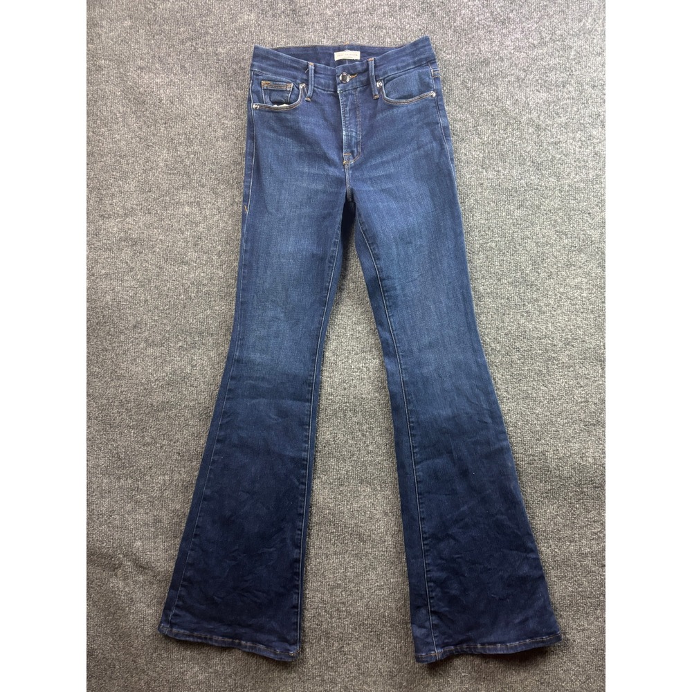 Good American Flare Jeans Womens 0/25 Dark Blue High Rise Wide Leg Denim